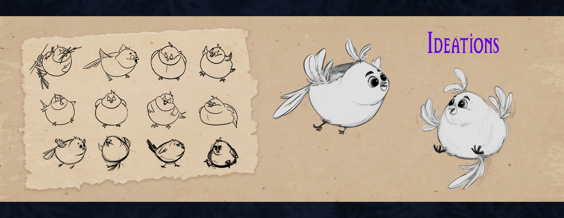 Peeps bird character ideation sketches