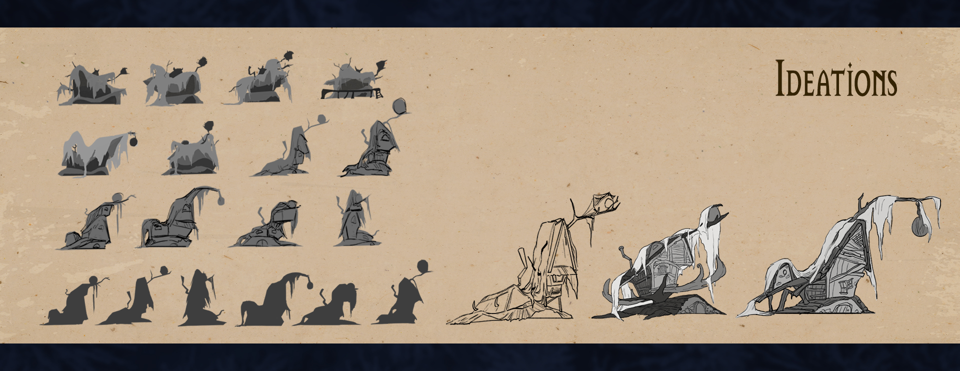 Wizard cabin exterior silhouette and shape ideation