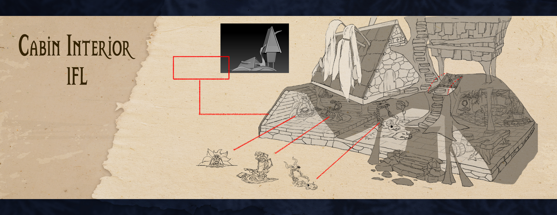 Wizard cabin first-floor interior layout study