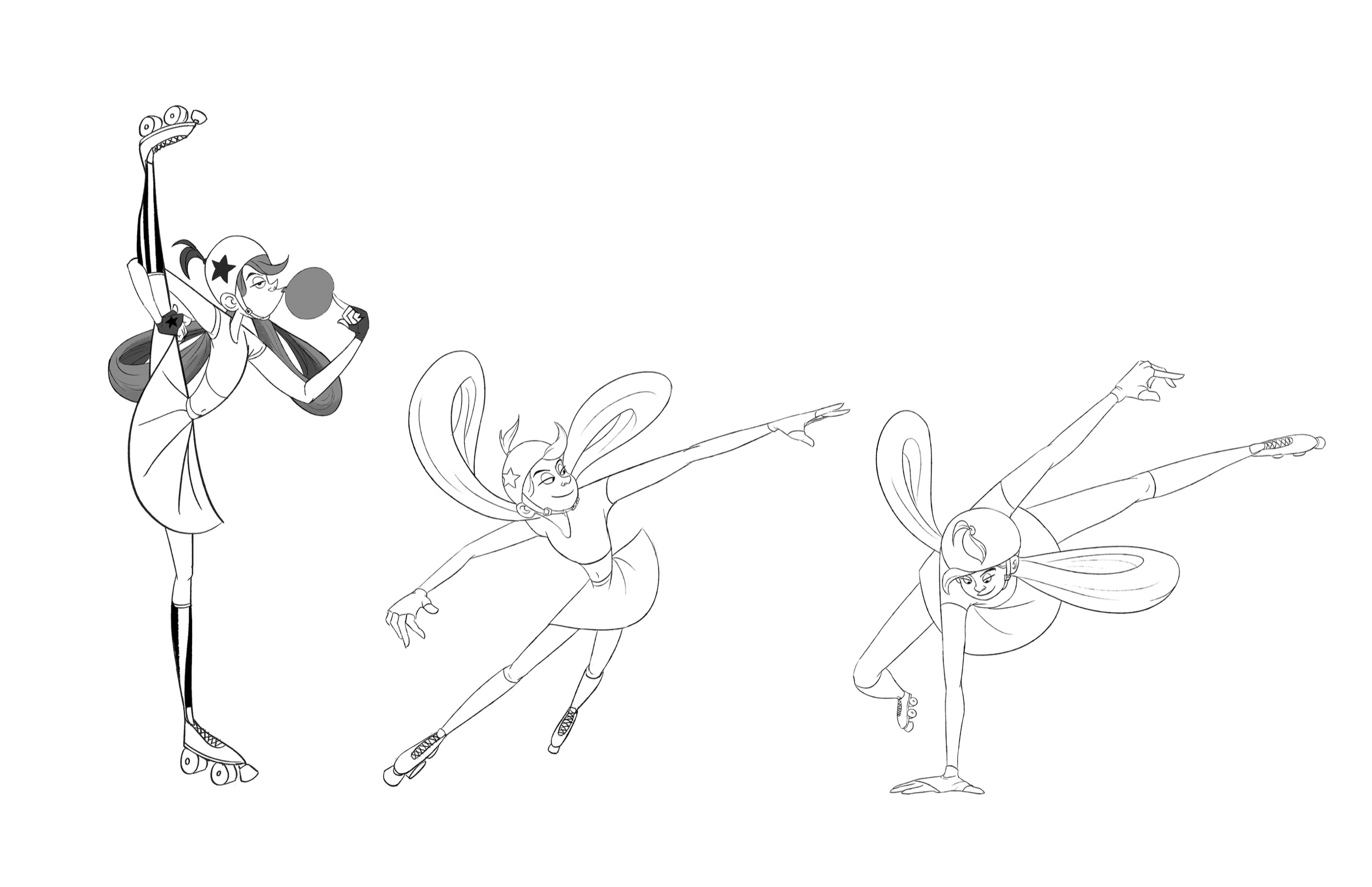 Large male skater character in dynamic action poses