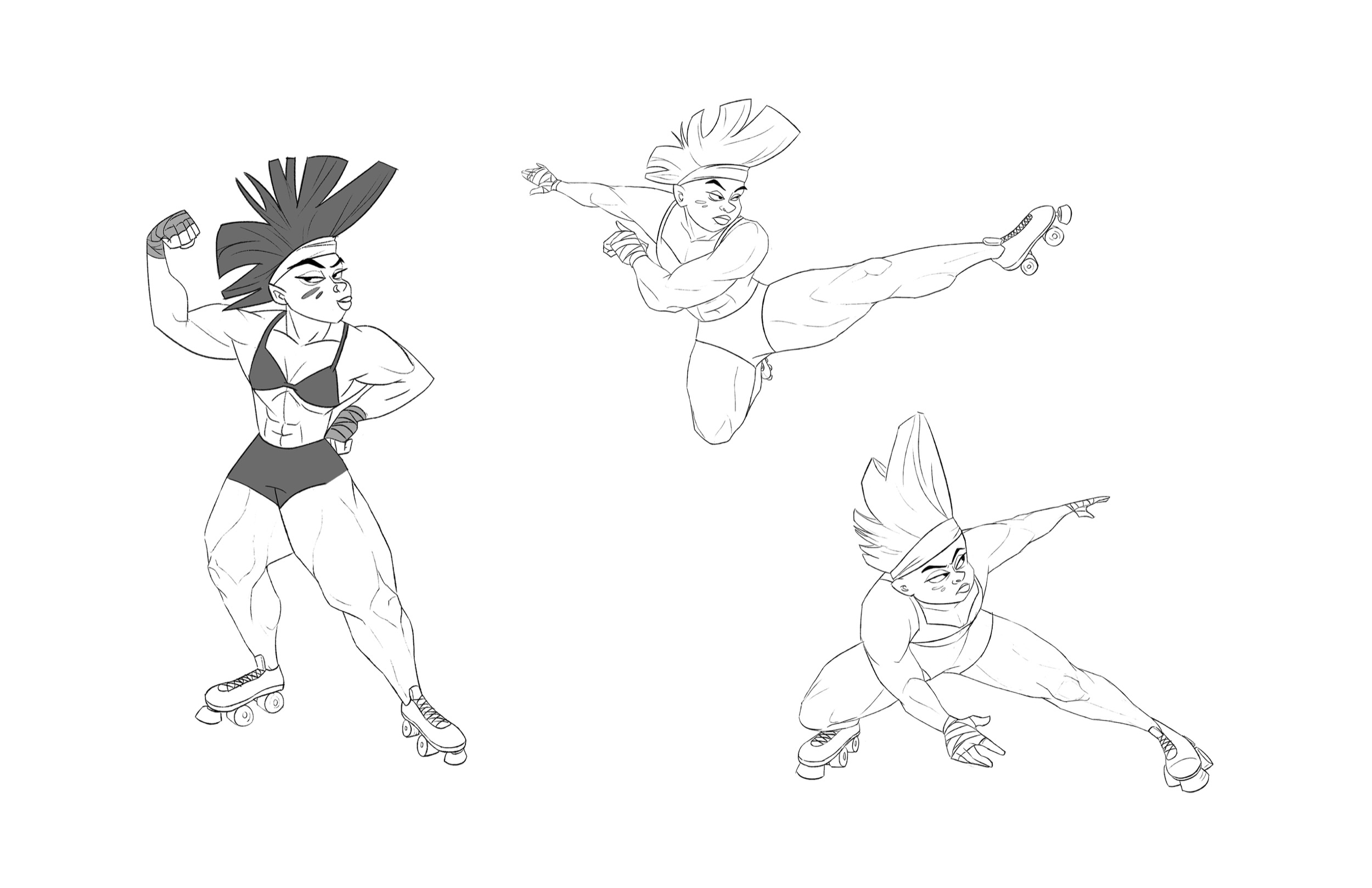 Female and male skater character pose exploration
