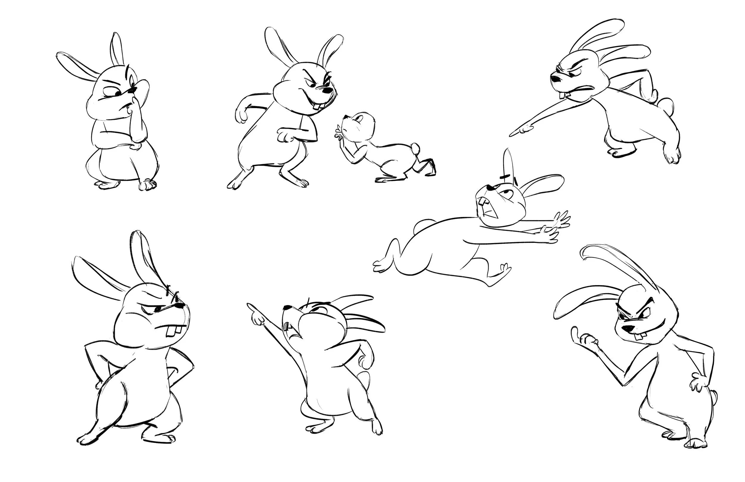 Rabbit character movement and expression studies