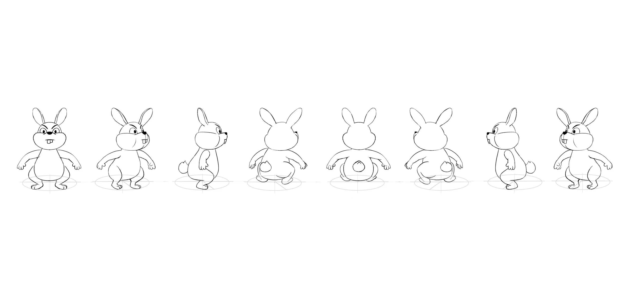 Rabbit character turnaround sheet