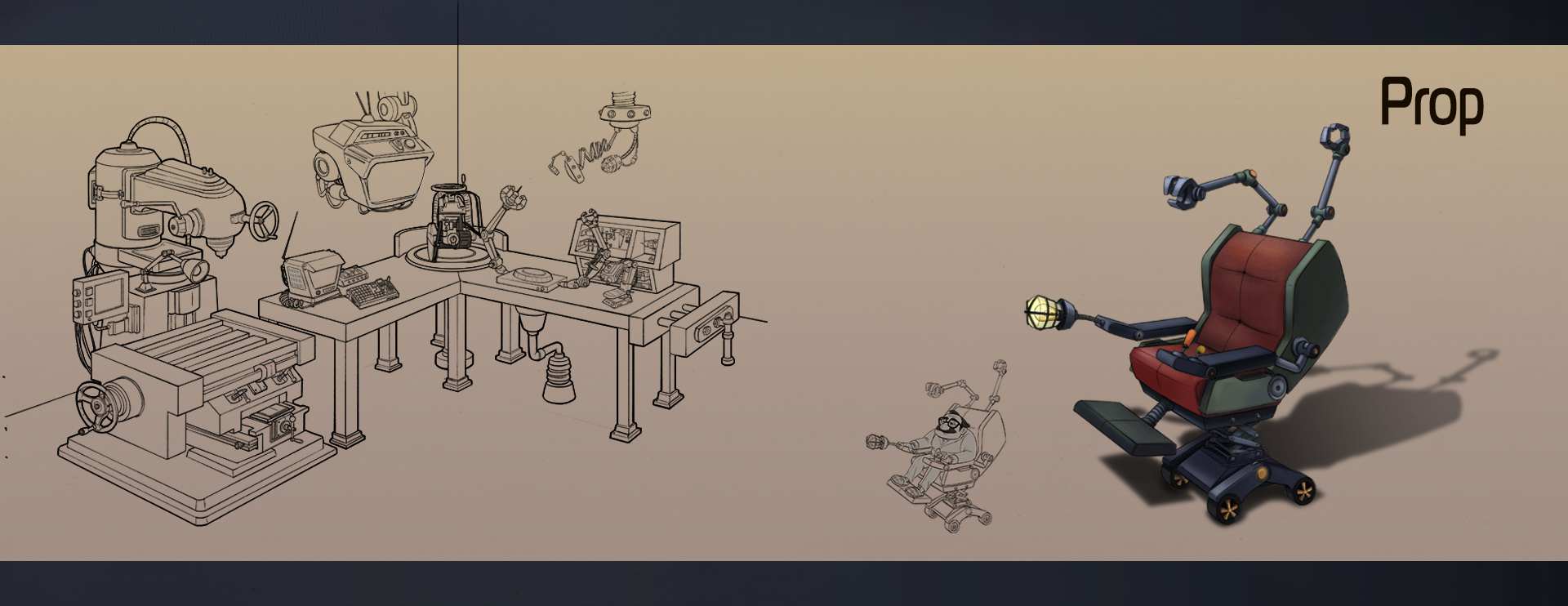Workshop machinery and robotic mobility chair prop designs