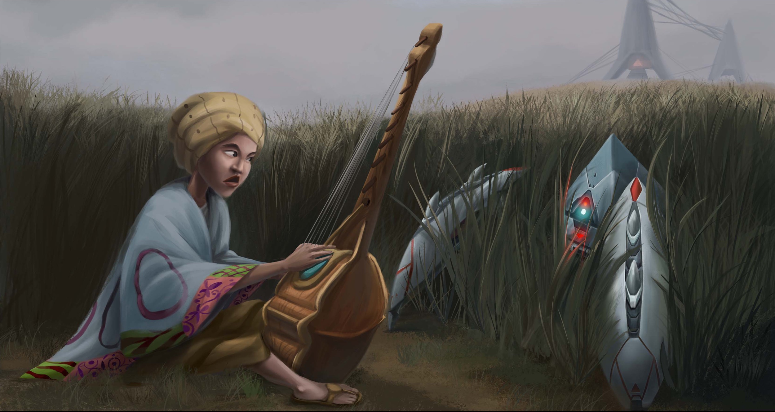 Eme discovers Udide while playing music in a dark field