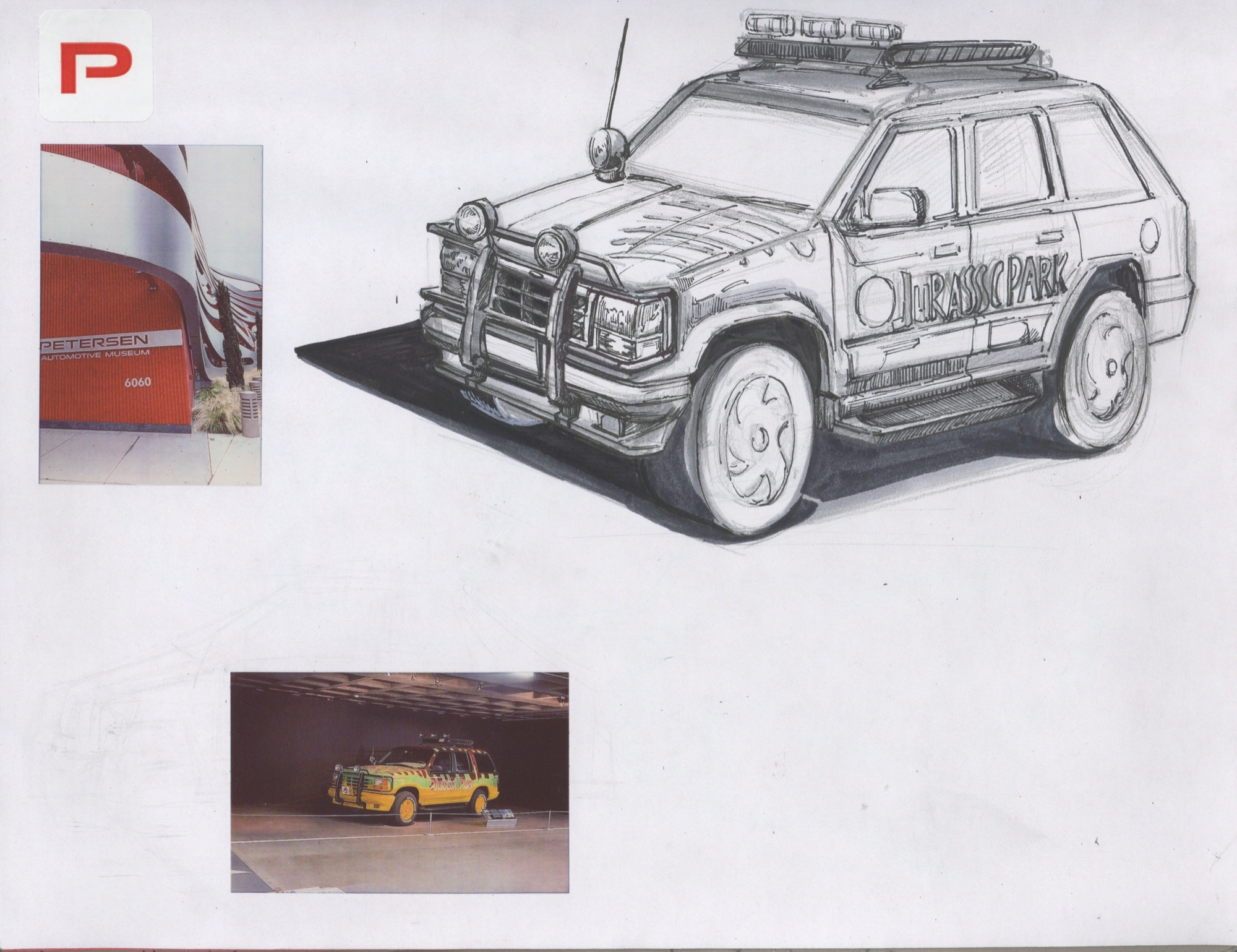Off-road SUV drawing with photographic references